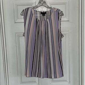 Liz Claiborne Sleeveless Purple and White Blouse
